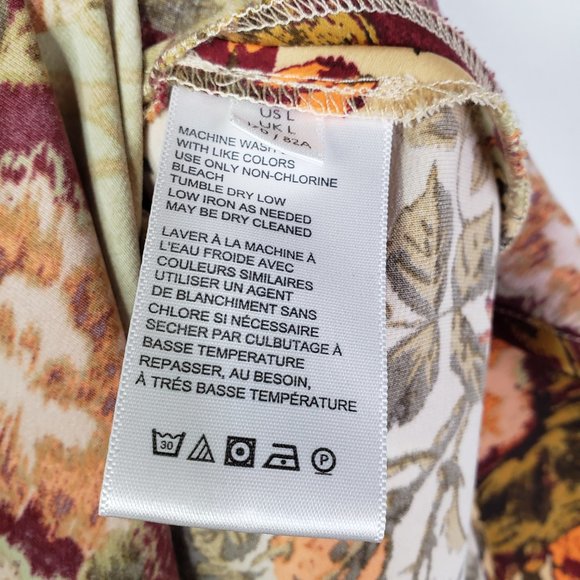 Urban Outfitters Satin Midi Skirt Side Slit L Rust Orange Floral Patchwork - Picture 8 of 8